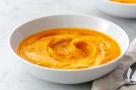 <p>Stay warm and cozy after a long night of trick-or-treating with a bowl of this pumpkin soup.</p><p><em><strong>Get the recipe from <a href="https://www.delish.com/cooking/recipe-ideas/a21950863/easy-pumpkin-soup/" rel="nofollow noopener" target="_blank" data-ylk="slk:Delish;elm:context_link;itc:0;sec:content-canvas" class="link ">Delish</a>.</strong></em></p>