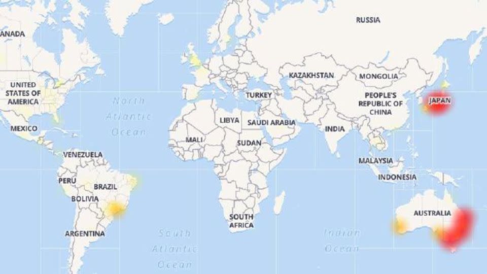 Tech website Aussie Outage posted the following map of areas recording the worst outages. Souce: Aussie Outages