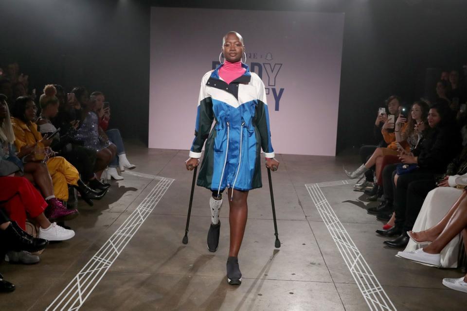 Mama Cax in Tory Sport walks the runway during Teen Vogue's Body Party Presented By Snapchat on September 11, 2018 (Getty Images for Teen Vogue)