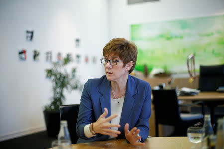 Annegret Kramp-Karrenbauer, State Prime Minister of Saarland and top candidate of the Christian Democratic Union Party (CDU) for the upcoming state elections in the Saarland attends a Reuters interview in Saarbruecken, Germany March 13, 2017. REUTERS/Ralph Orlowski