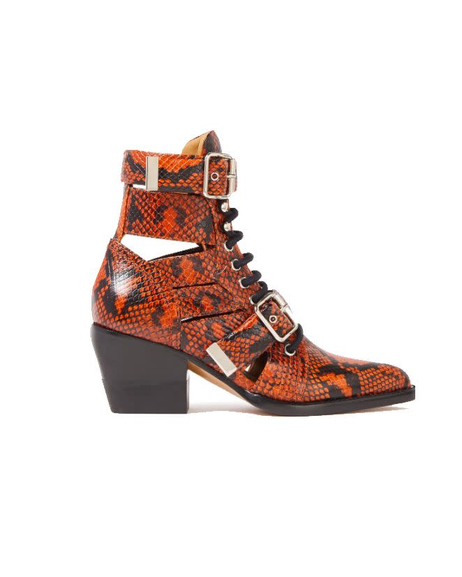 Rylee cutout snake-effect leather ankle boots