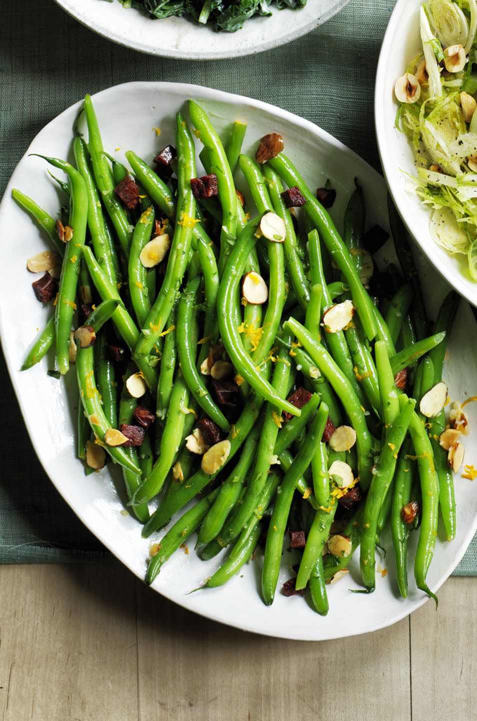 Green Beans with Chorizo and Almond Crumbs