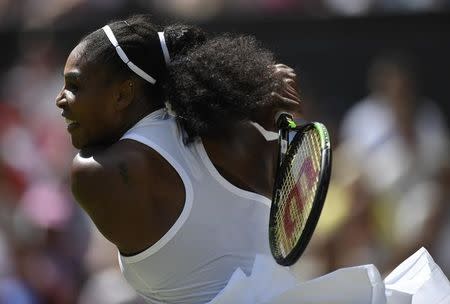 Britain Tennis - Wimbledon - All England Lawn Tennis & Croquet Club, Wimbledon, England - 3/7/16 USA's Serena Williams in action against Germany's Annika Beck REUTERS/Tony O'Brien