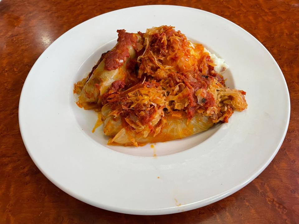 The Waterloo Restaurant in Akron has cabbage rolls and mashed potatoes on its menu.