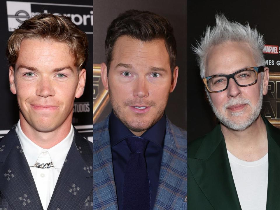 Will Poulter, Chris Pratt and James Gunn (Getty)