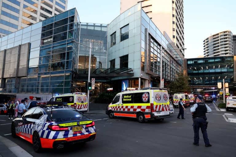 Police cordon off the Westfield Bondi Junction shopping mall in Sydney after a stabbling incident on April 13, 2024 (DAVID GRAY)