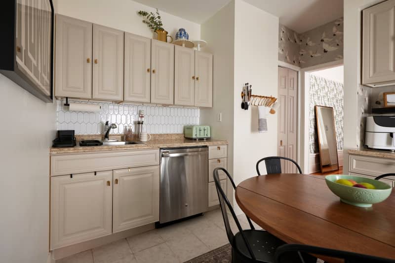 Painted cabinets in newly renovated kitchen.