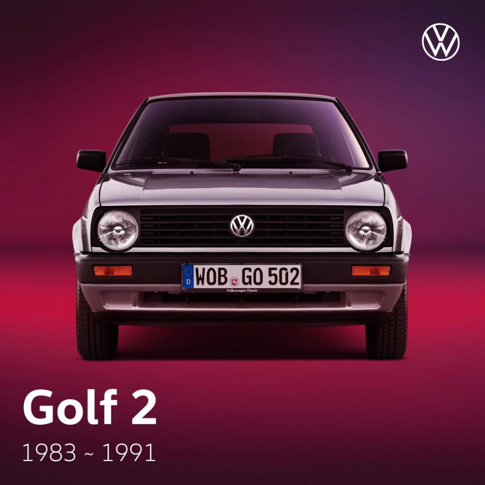 圖／2代Golf於1984正式上市，除了軸距稍微加大，外觀與內部大致上與第1代相同，其中GTI 16V版本被粉絲喻為是經典性能Golf車款。(圖片來源：Volkswagen FB官網)
