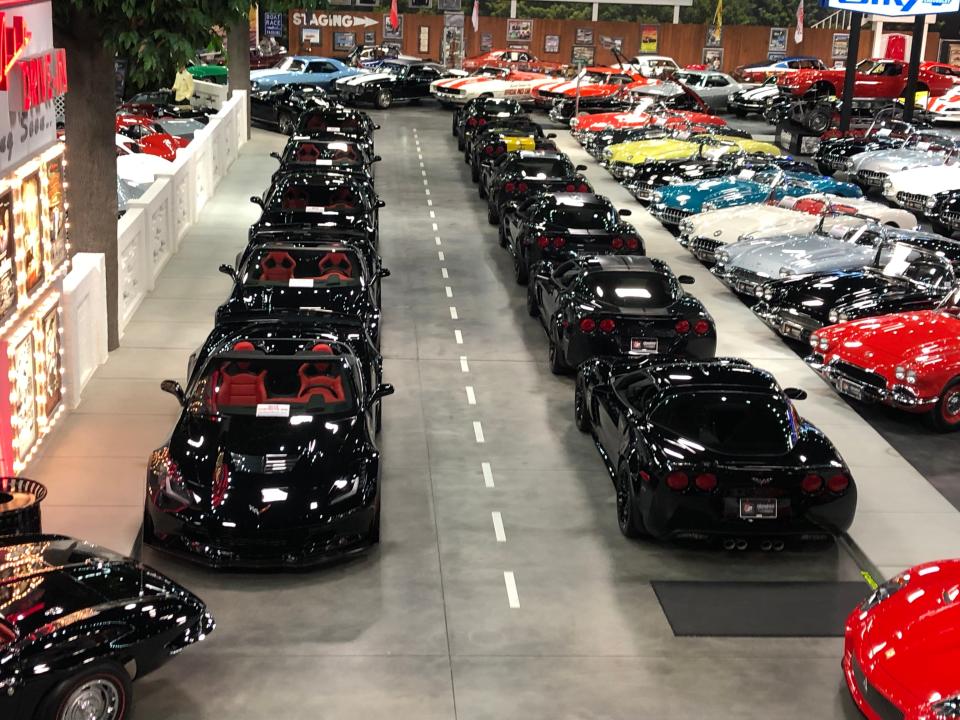 Rick Hendrick's collection of VIN #0001 Corvettes at the Heritage Center, his garage in Concord, North Carolina.