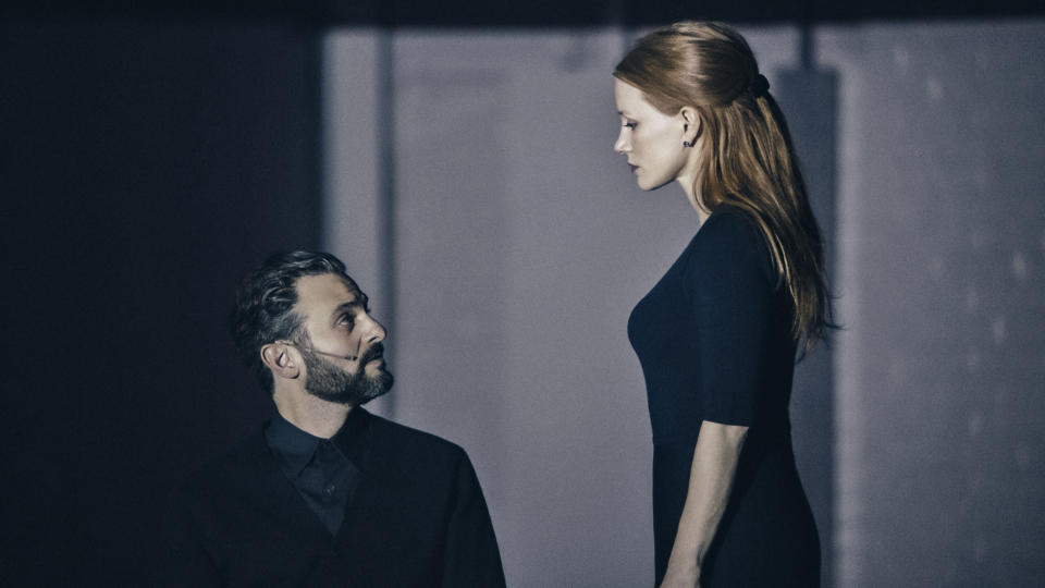 Arian Moayed and Chastain