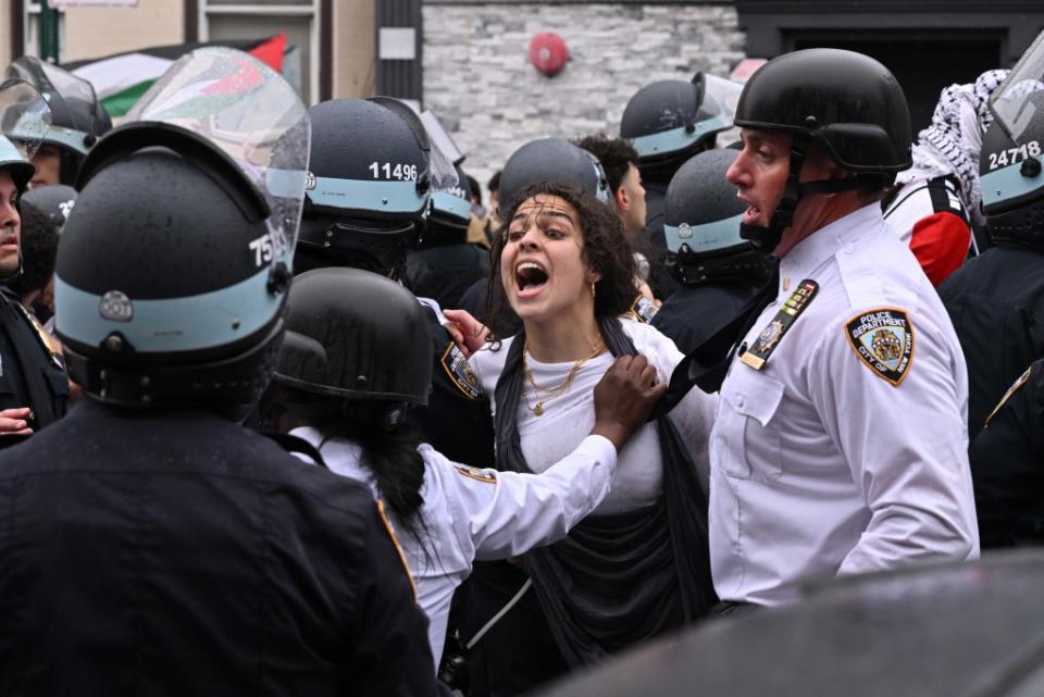 A woman yells during an anti-Israel protests in Brooklyn. Paul Martinka