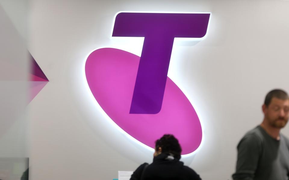 SYDNEY, AUSTRALIA - JULY 24:  A Testra logo seen on a retail space in Sydney's CBD on July 24, 2014 in Sydney, Australia. Telstra's Global Services Devision will be moving 463 existing Telstra roles and 208 contractor jobs to India. Telstra staff were officially informed of the decision yesterday afternoon.  (Photo by James Alcock/Getty Images)