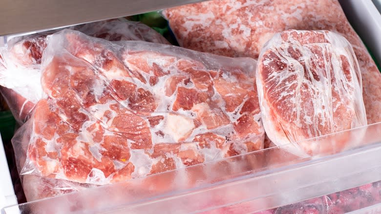 meat vacuum sealed in freezer