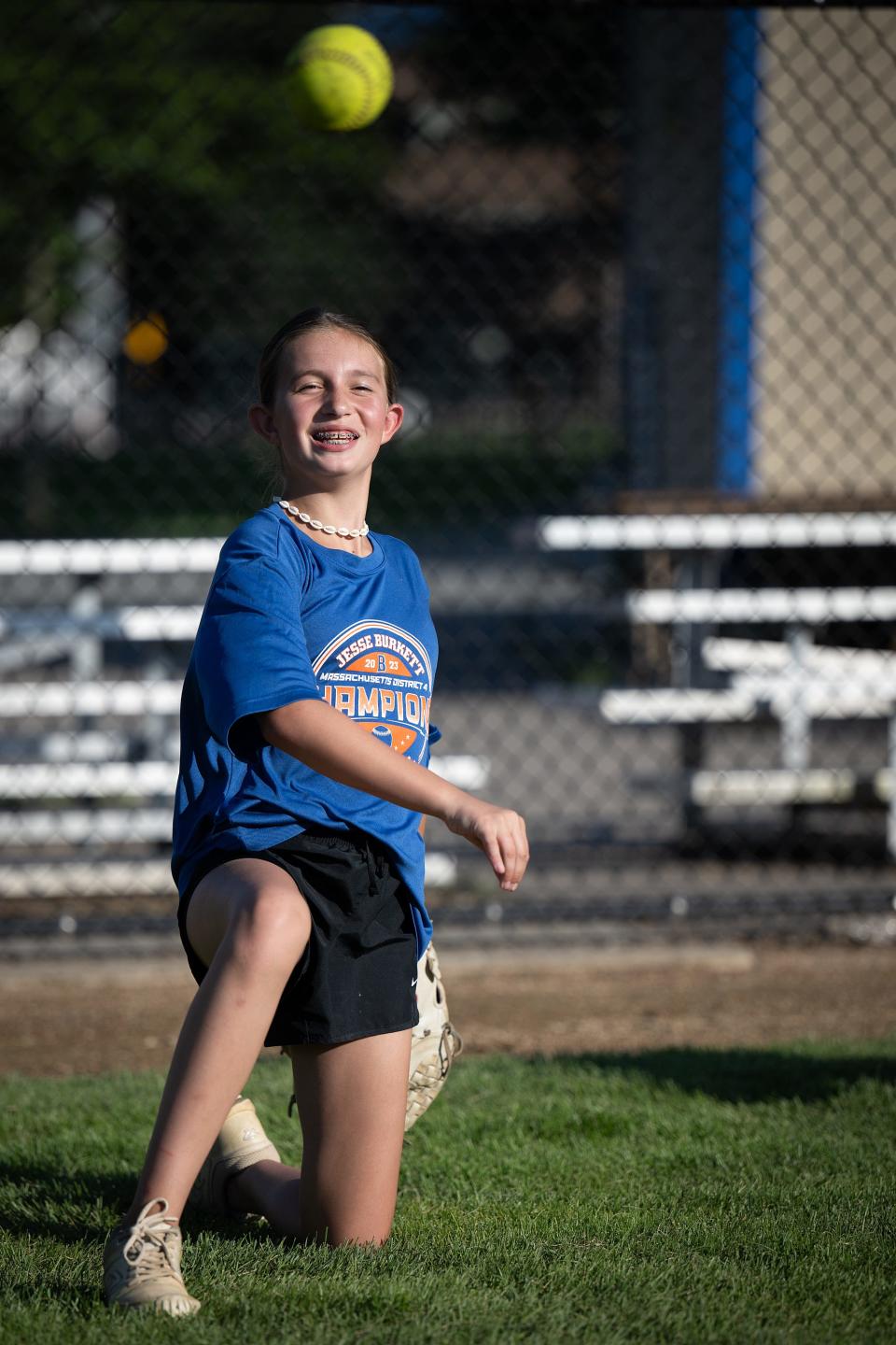 Jesse Burkett 12U's Mady Smith throws the ball during a warmup drill Thursday at Rockwood Field.
