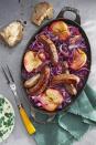 <p>Fill up on all the flavors of fall with this recipe slightly sweetened with fresh apple cider.</p><p><strong><a href="https://www.countryliving.com/food-drinks/a23336101/seared-sausage-with-cabbage-and-pink-lady-apples-recipe/" rel="nofollow noopener" target="_blank" data-ylk="slk:Get the recipe;elm:context_link;itc:0;sec:content-canvas" class="link ">Get the recipe</a>.</strong></p><p><strong><a class="link " href="https://www.amazon.com/Staub-1303323-Baking-12-5x9-inch-Black/dp/B000I7GSE2/?tag=syn-yahoo-20&ascsubtag=%5Bartid%7C10063.g.35055779%5Bsrc%7Cyahoo-us" rel="nofollow noopener" target="_blank" data-ylk="slk:SHOP CAST IRON BAKING DISH;elm:context_link;itc:0;sec:content-canvas">SHOP CAST IRON BAKING DISH</a><br></strong></p>