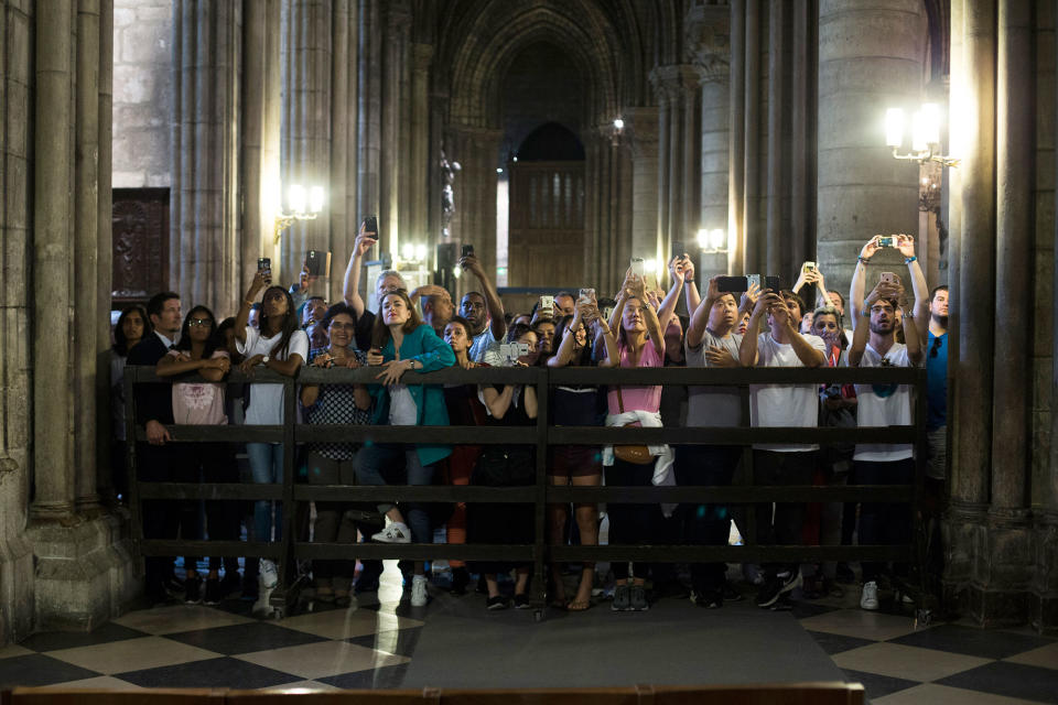 Tourists at Notre Dame Cathedral