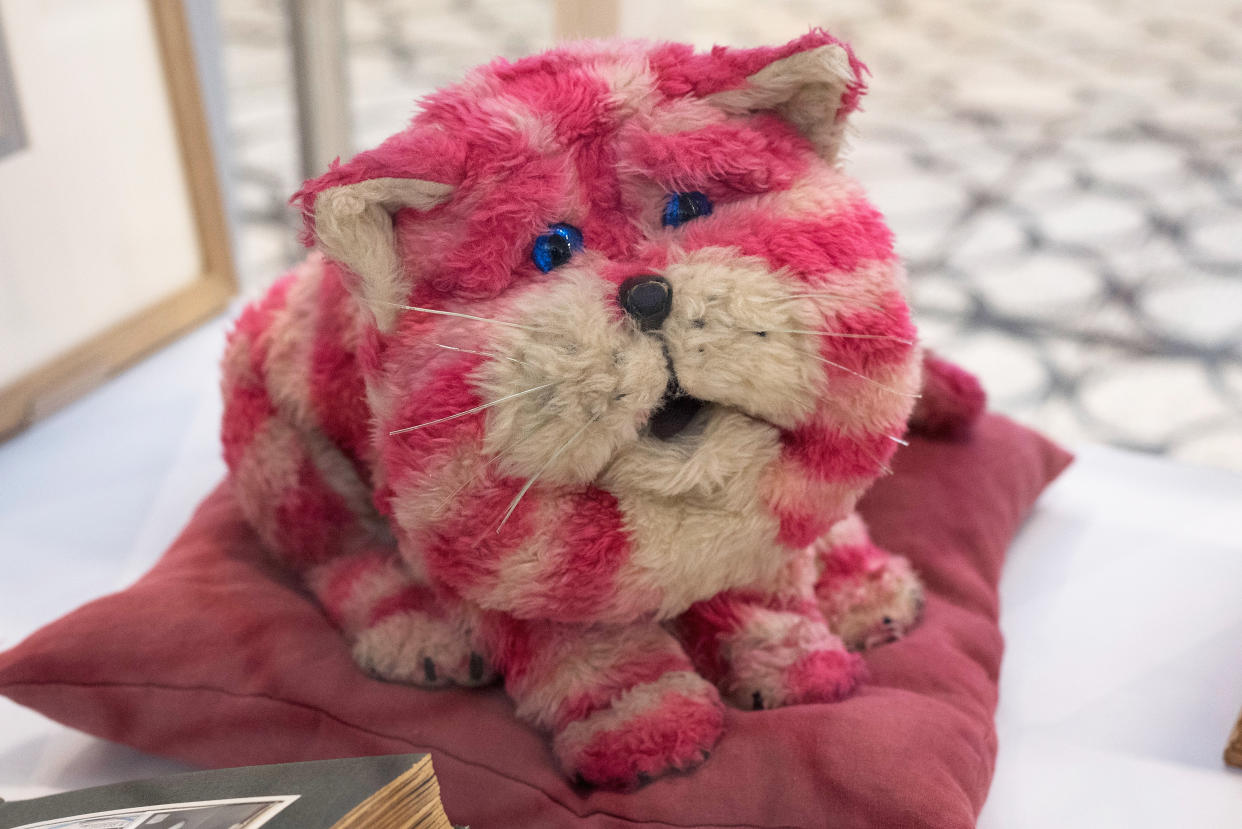 LONDON, ENGLAND - MARCH 17:  A general view of the original Bagpuss during a photocall for the Bagpuss And The Clangers Retrospective Of Smallfilms at the V&A Museum Of Childhood on March 17, 2016 in London, England.  (Photo by Gareth Cattermole/Getty Images)