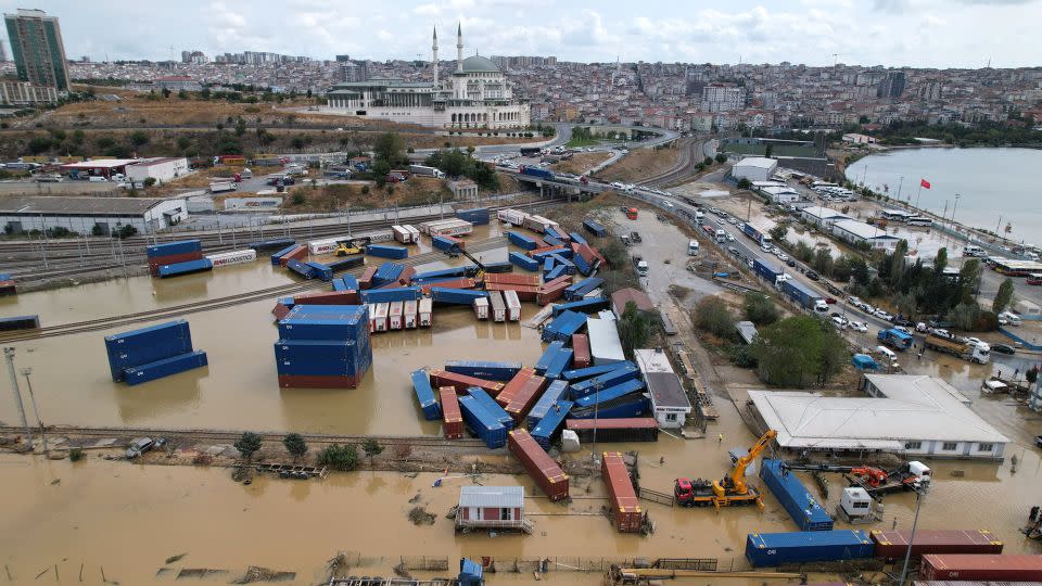 Flooding in Arnavutköy, Başakşehir and Küçükçekmece in Istanbul province, Turkey, on September 6, 2023. - Ugur Yildirim/dia images/Getty Images