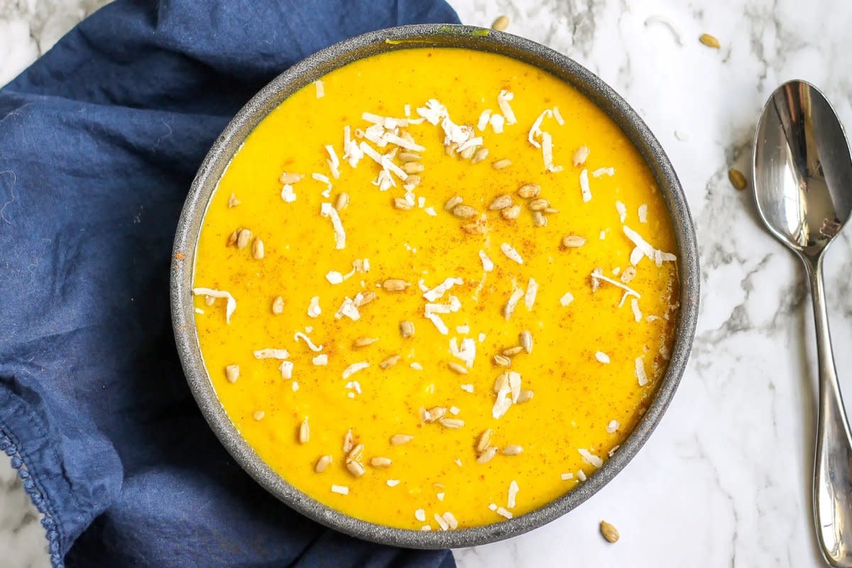<p>Sugar Spice Life</p><p>Move over butternut squash soup, yellow squash can make a tasty soup too!</p><p><strong>Get the recipe: <a href="https://sugarspiceslife.com/2018/08/15/roasted-summer-squash-soup-recipe/" rel="nofollow noopener" target="_blank" data-ylk="slk:Roasted Summer Squash Soup;elm:context_link;itc:0;sec:content-canvas" class="link rapid-noclick-resp">Roasted Summer Squash Soup</a></strong></p>