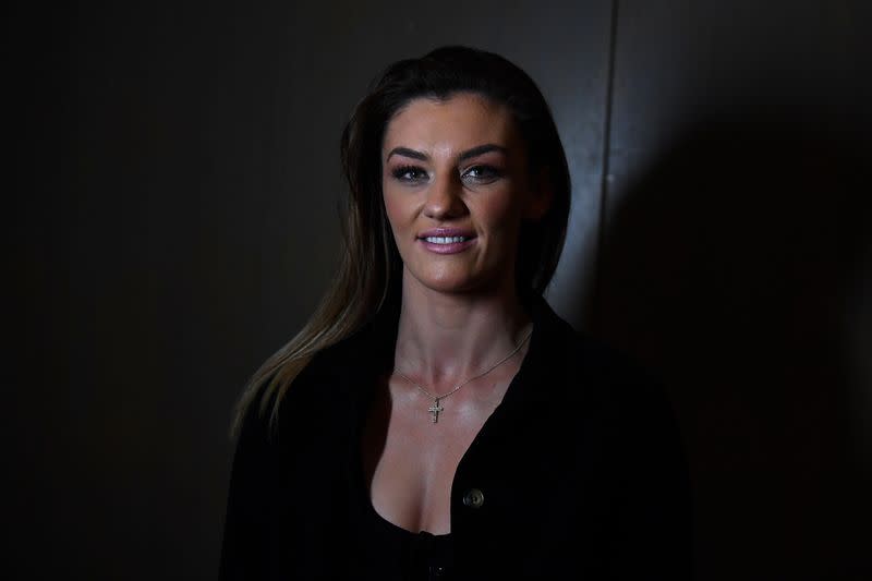 FILE PHOTO: Mixed Martial Arts fighter Leah McCourt poses for a photograph at a Bellator MMA fight week media event in Dublin