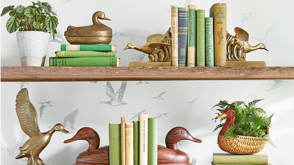 book shelf ideas with duck bookends