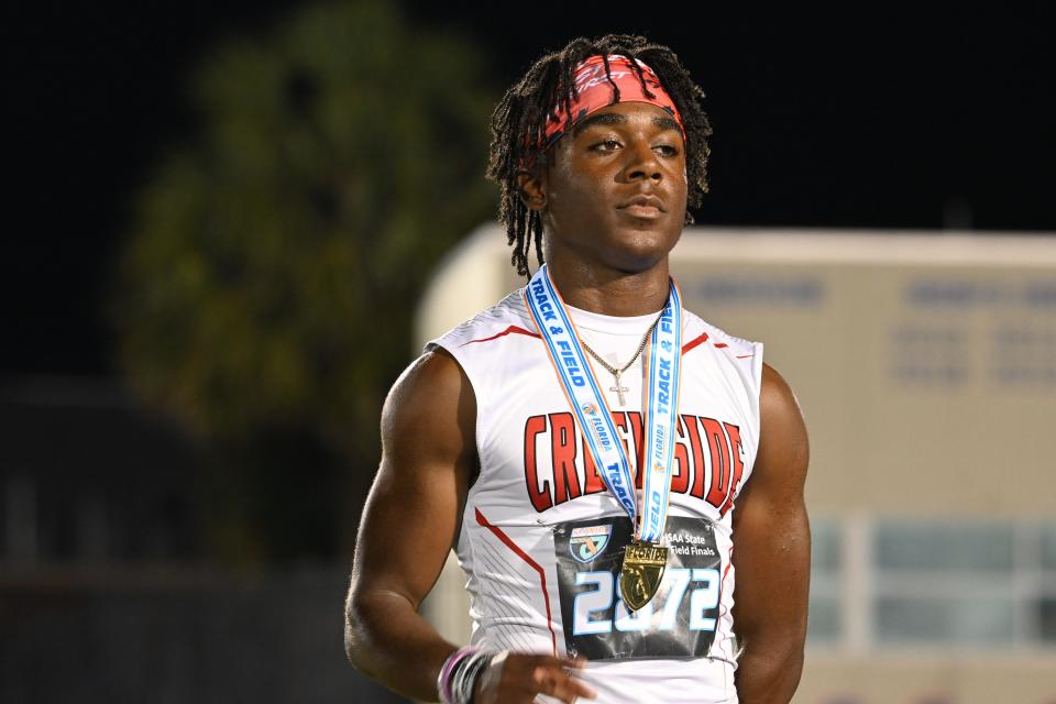 Creekside sophomore Christian Miller won the 200 meter for the second time this year at the 4A state championships.