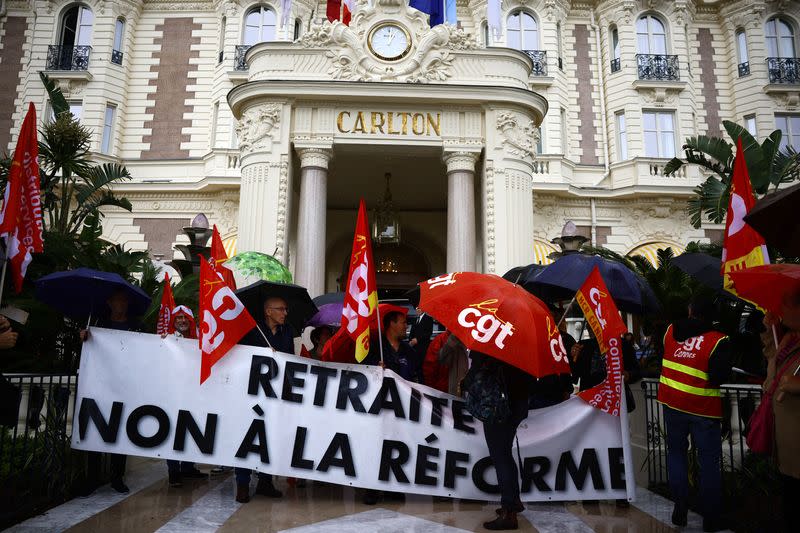 The 76th Cannes Film Festival - Demonstration against pension reform law