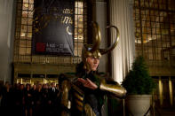 <b>Loki</b><br> Tom Hiddleston <a href="http://movies.yahoo.com/blogs/movie-talk/avengers-tom-hiddleston-told-214048580.html" data-ylk="slk:told Yahoo! Movies;elm:context_link;itc:0;sec:content-canvas;outcm:mb_qualified_link;_E:mb_qualified_link;ct:story;" class="link  yahoo-link">told Yahoo! Movies</a> that during a fight scene, he instructed Chris Hemsworth to <em>really</em> hit him: "[Chris] really went for it and he's just pummeling me in the chest and elbowing me in the face and Joss [Whedon, the director] came back after that take and went, 'We got it. It's great.'" In "Marvel's The Avengers," Hiddleston reprises the role of Loki -- first seen in last year's "Thor" -- the adopted brother of the god of thunder with an apocalyptic case of sibling rivalry.