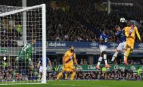 Britain Football Soccer - Everton v Crystal Palace - Premier League - Goodison Park - 30/9/16 Crystal Palace's Christian Benteke heads at goal Reuters / Anthony Devlin