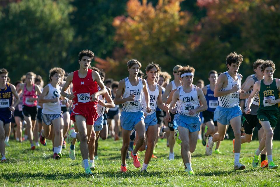 The boys race gets started. Monmouth County Cross Country Championships.   Holmdel, NJTuesday, October 11, 2022