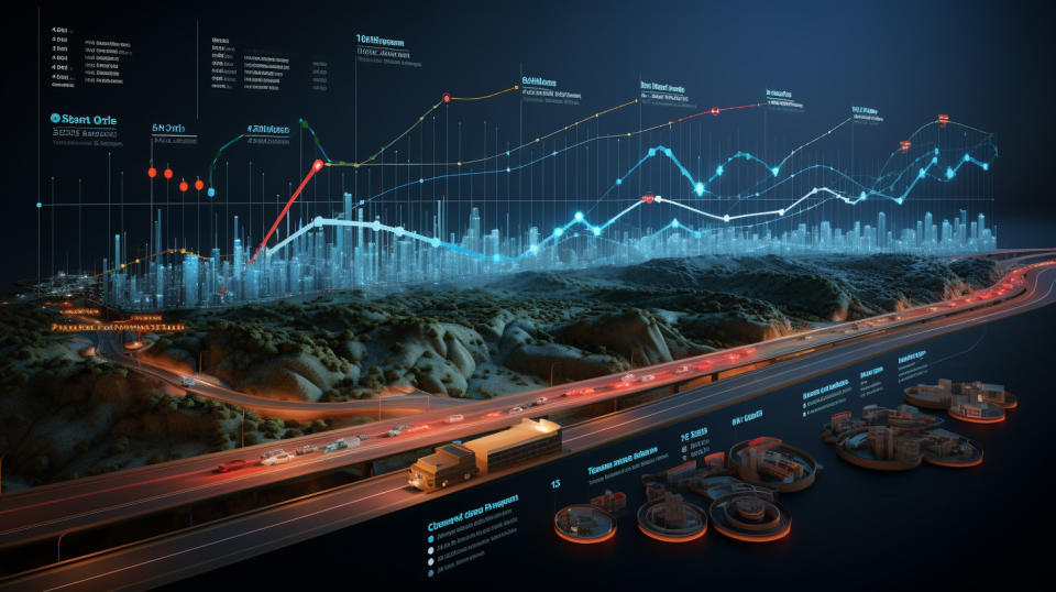 A graph with complex data points showing the company's technological advancements in electronic tolling.