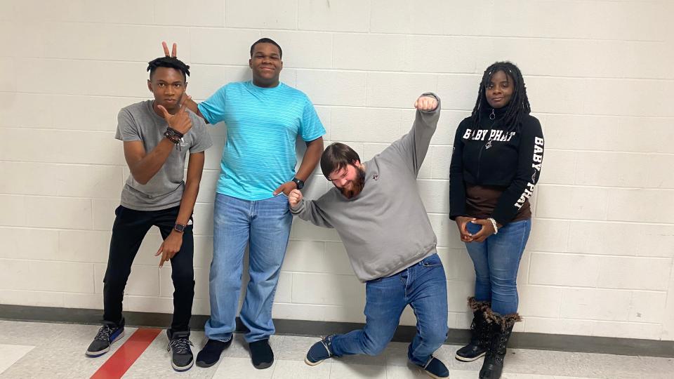 (Left to right) Dodge County High School esports players Nigil Pitts, Chris Lucas, Jess Brown and Taniya Harris pose for a photograph.