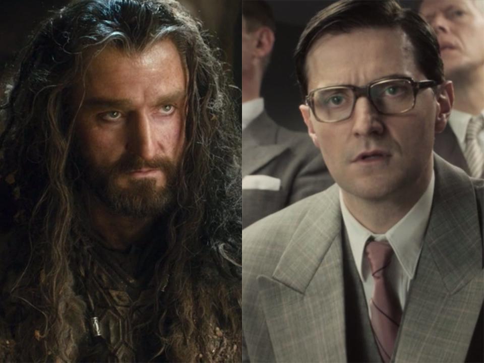 On the left: Richard Armitage as Thorin in "The Hobbit: The Desolation of Smaug." On the right: Armitage as Heinz Kruger in "Captain America: The First Avenger."