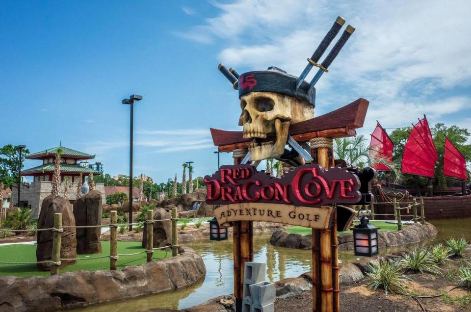 Red Dragon Cove Adventure Golf, a min-golf course, is being constructed at 20th Avenue South and Kings Highway in Myrtle Beach, S.C. June 21, 2023.