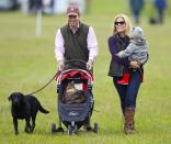<p>Princess Anne chose to forgo royal titles for her two children, Peter and Zara Phillips, but they're still technically part of the royal family. Here, Peter Phillips and his wife, Autumn, prove on a day out at the Gatcombe Horse Trials that they are just like any other family.</p>