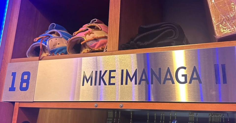<strong>今永昇太把置物櫃名牌改成「Mike Imanaga II」。（圖／翻攝自社群平台X）</strong>