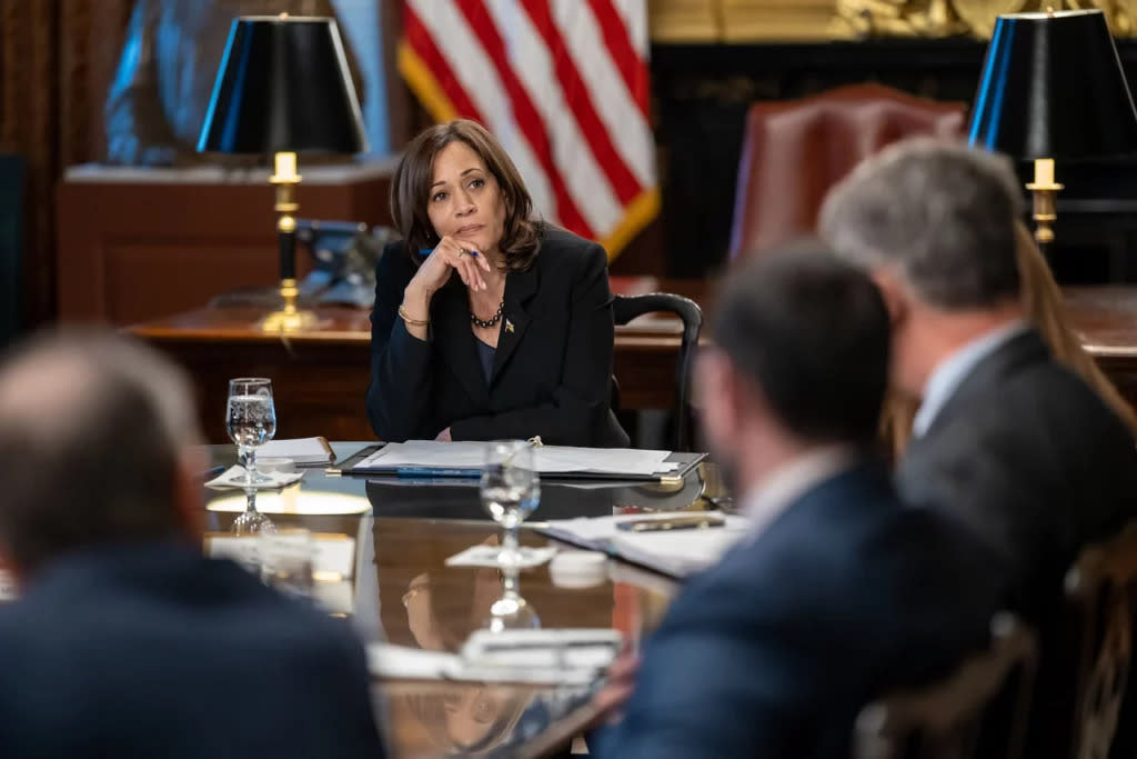 Vice President Kamala Harris holds a roundtable meeting in the Eisenhower Executive Office Building in Washington, D.C..