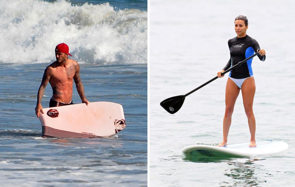 David Beckham and Eva Longoria are just some of the celebs you might see having fun at the beach in Malibu. Source: Getty