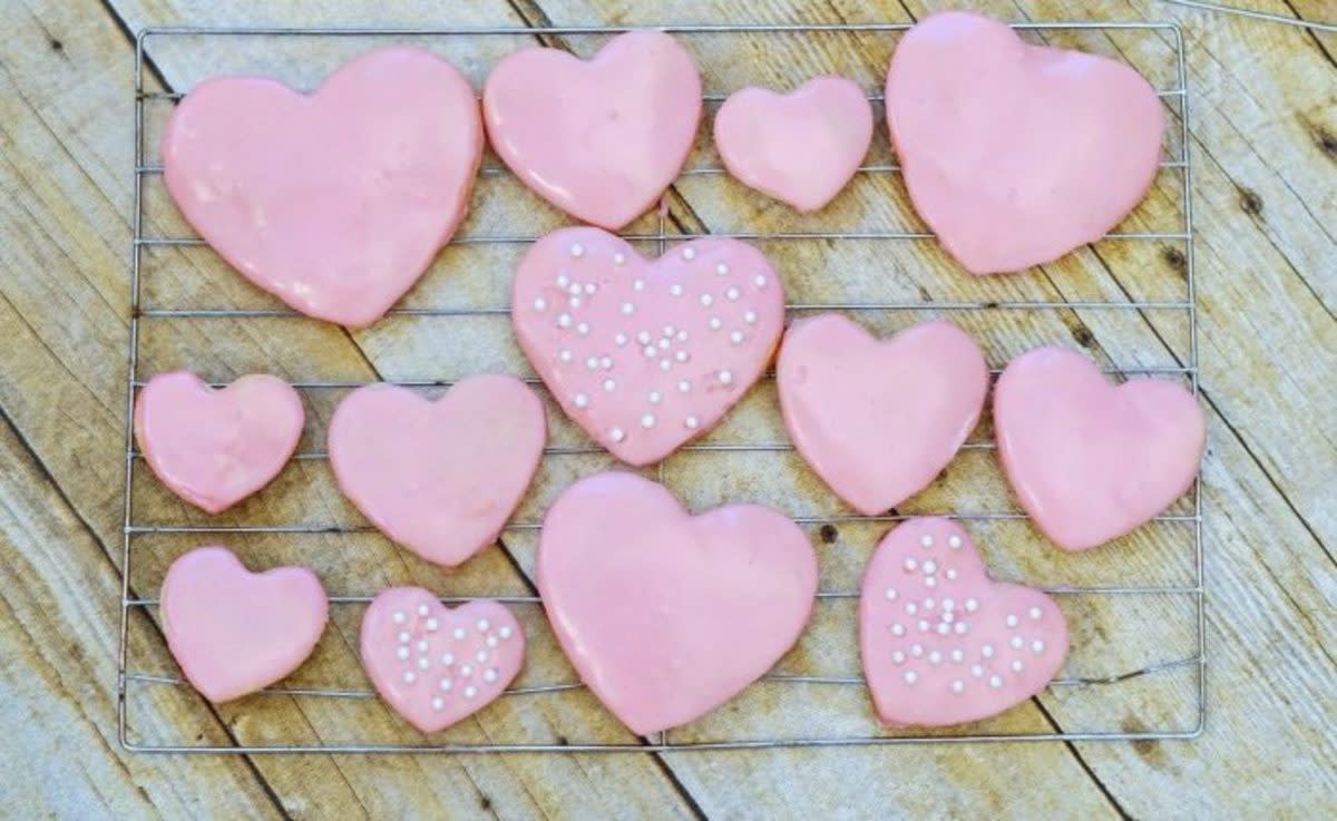 <p>Pam Beth</p><p>These lovely Pretty in Pink Valentine’s Day Cookies are fun to make with the kids for any occasion.</p><p><strong>Get the recipe: <a href="/992314/pambeth/pink-heart-shaped-cookies-for-valentines-day/" data-ylk="slk:Pretty in Pink Valentine’s Day Cookies;elm:context_link;itc:0;sec:content-canvas" class="link rapid-noclick-resp">Pretty in Pink Valentine’s Day Cookies</a></strong></p>