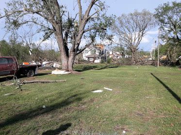 Photo shows damage in Westmoreland following tornado. Photo courtesy of Ashley Fielder.