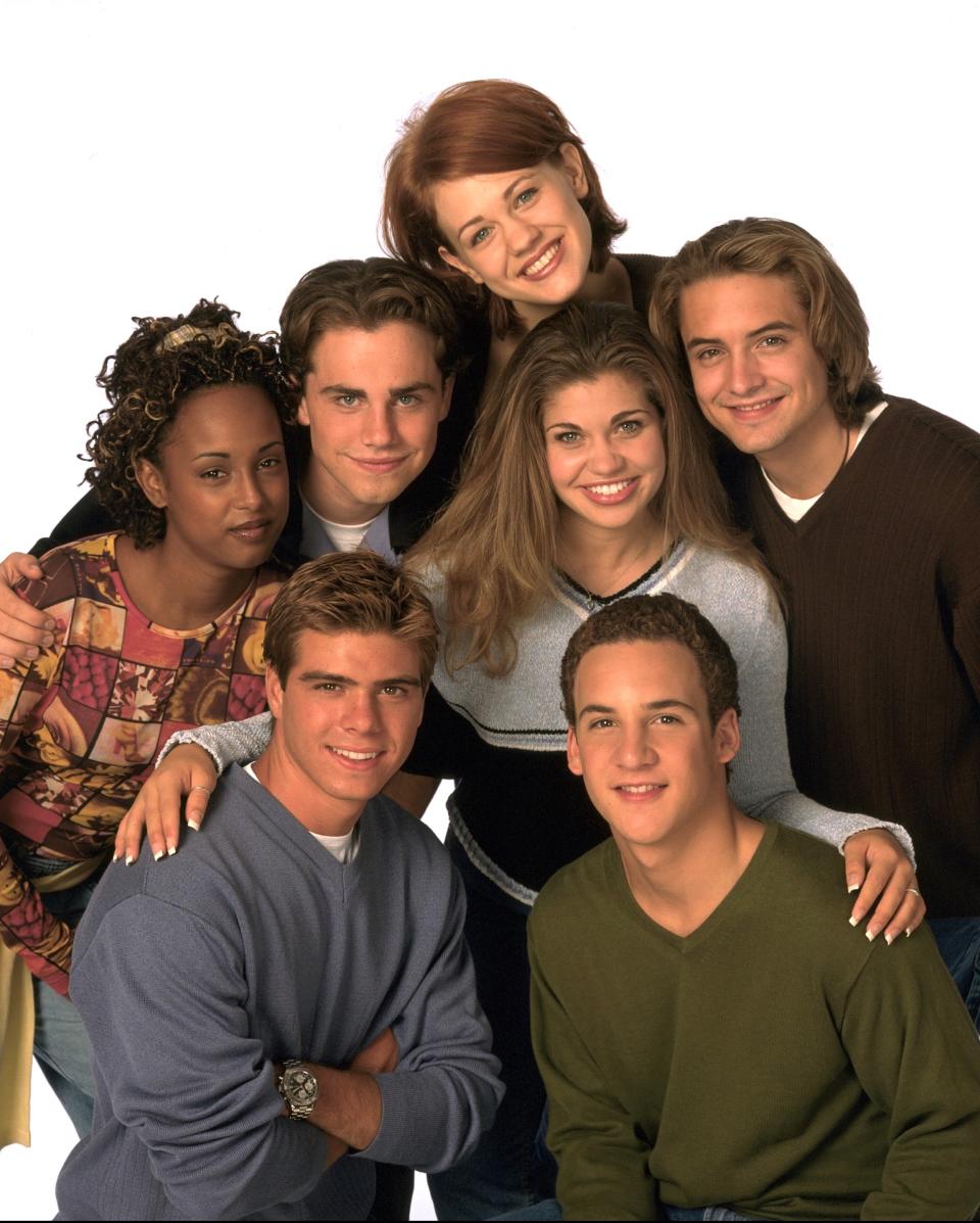 Maitland (centre) played Rachel McGuire on the popular 90s sitcom, Boy Meets World. Photo: ABC TV via Getty