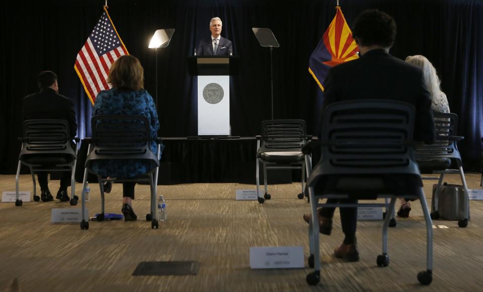 Robert O'Brien, assistant to the president for national security affairs, speaks during a news conference regarding China, Wednesday, June 24, 2020, in Phoenix. (AP Photo/Ross D. Franklin)