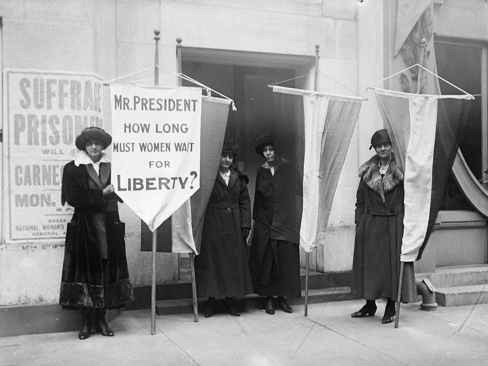 From left to right: Ella C. Thompson, Alex Shields, Alice Paul, and Wilma Keams.