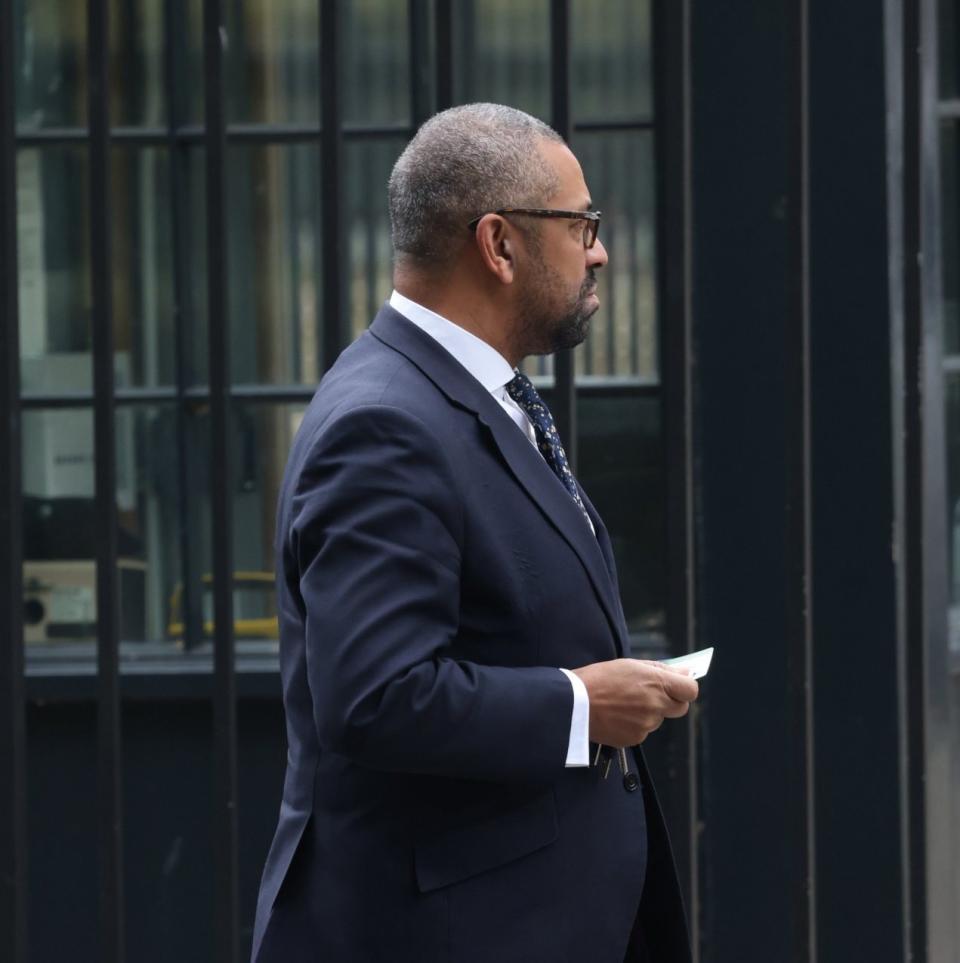 James Cleverly MP arrives at the back entrance to Downing Street with a box of Doughnuts - Ian Vogler 