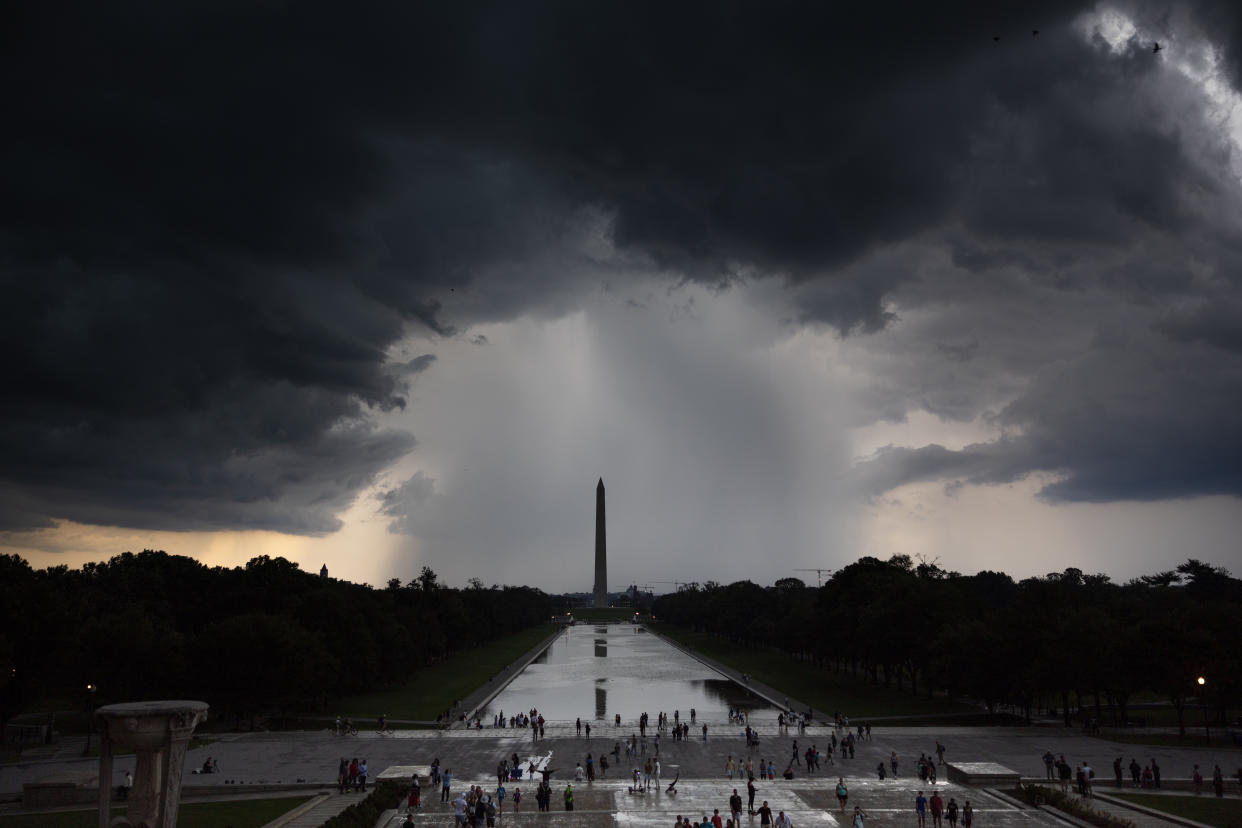 Storm clouds over the Washington Monument.