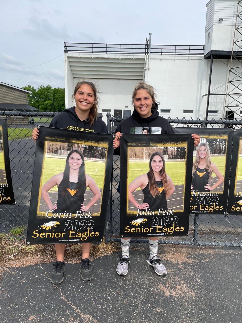 Colonel Crawford twins Corin and Julia Feik qualified for the regional meet together in the discus and shot put respectively.