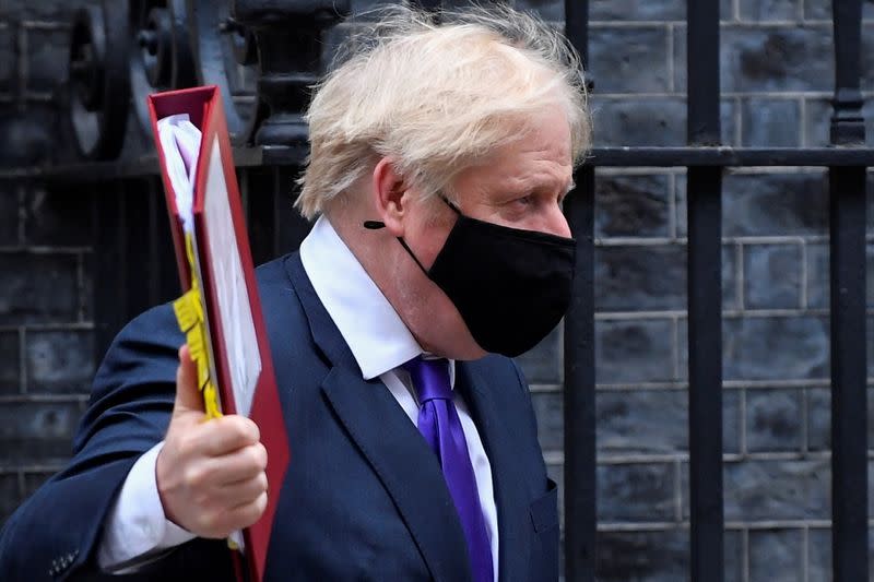 Britain's Prime Minister Boris Johnson leaves Downing Street in London