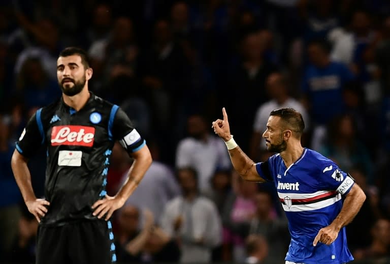 Sampdoria forward Fabio Quagliarella's stunning back-heel flick stunned Serie A runners-up Napoli