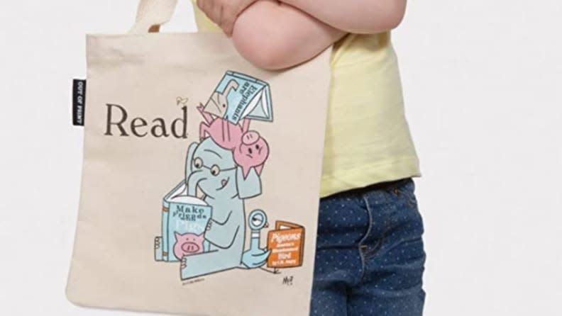 A book bag for little arms and big reading ambitions.