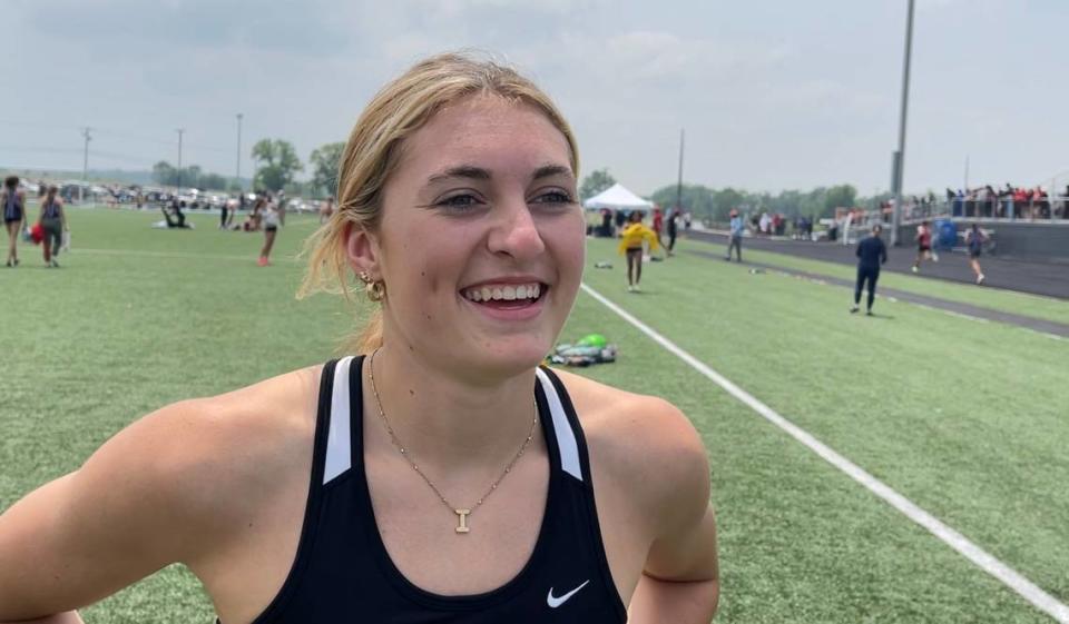 Paul Laurence Dunbar sophomore Isabela Haggard defended her Class 3A Region 6 titles in the long jump, triple jump and high jump at Great Crossing High School on Saturday, May 20, 2023.